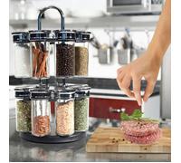 COOK CONCEPT Je Cherche Une Idee - KB5669 - Rangement Support Porte Epices Carrousel Distributeur Tournat Rond Rotatif Plastique Noir Transparant