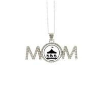 Carrousel Amusement Park Black Contour Cadeau de Fête des Mères pour Maman Nana Grandma Collier Anniversaire Bijoux, M