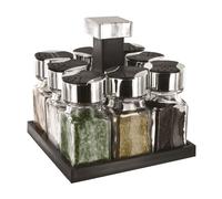 Cook Concept - Carrousel à épices - 8 pots en verre - Transparent et noir