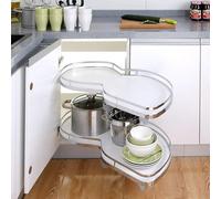 Carrousel d'angle de cuisine, organisateur coulissant pour angle mort de placard de cuisine, panier coulissant d'angle, pour placard de 51 x 86 x 42 cm, égouttoir à vaisselle double couche en acier i