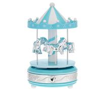 Carrousel de Bagutta. Carrousel en matériau acrylique avec chevaux bleus et bande argentée. La référence est B 4201-01 A.