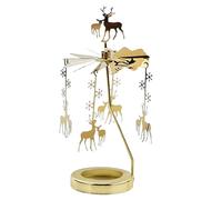 Carrousel de Bougies Rotatif - Carrousel Tournant Doré de Noël avec Éclairage Rotatif | Pièce Maîtresse Décorative pour Intérieur