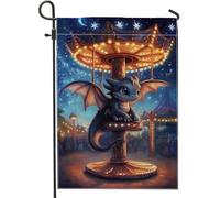Carrousel de dragon enchanteur, drapeau de jardin, bannière de décoration d'intérieur, bannière double face vibrante pour pelouse extérieure, 30,5 x 45,7 cm
