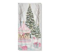 Carrousel de Noël - Bannière décorative pour porte d'entrée, intérieur et extérieur - 91,4 x 183 cm
