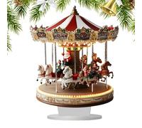 Carrousel de Noël - Scène du Village de Noël | Ornements musicaux de Noël | Carrousel du Village de Noël | Ornement de carrousel Rotatif | Carrousel décoratif pour la décoration intérieure | Scène de