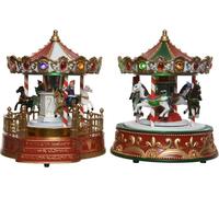 Carrousel de scènes hivernales LED avec pièces mobiles Fonctionne à piles