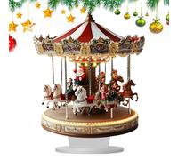 Carrousel du Village De Noël - Décoration Festive des Vacances, Ornement Rotatif Traditionnel | Figurine Miniature Musicale Classique, Affichage De Collection Nostalgique Saisonnière, De sur Tab