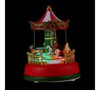 Carrousel Lumineux Musical en Plastique, Décoration de Table Ambiance Noël | Ornement Rotatif au Style Mignon, Lumière Douce, pour Étagères, Librairie, Séances Photo et Petites Filles