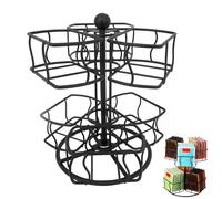 Carrousel organisateur de sachets de thé, organisateur rotatif en métal à 2 niveaux pour dosettes de café, sachets de thé, édulcorant, pour bureau, cuisine, comptoir, placard, garde-manger