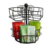 Carrousel Organisateur du thé - Stockage rotatif à 2 niveaux avec 6 compartiments pour, conception robuste, base pivotante lisse, porte-great pour la cuisine, la maison, le bureau, l'hôtel, le garde-m