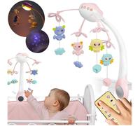 Carrousel pour berceau - RICOKIDS - RK-813 - Projecteur télécommandé - Rose - 3 modes d'éclairage - 13 mélodies