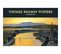 Carrousel Worldwide Calendrier mural 2027 avec affiches de chemin de fer vintage, format A4, calendrier mensuel sur 12 mois, illustration ferroviaire vintage en couleur
