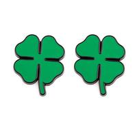 CARRUN Lot de 2 autocollants 3D en forme de trèfle à quatre feuilles, trèfle porte-bonheur en métal chromé CR-FL