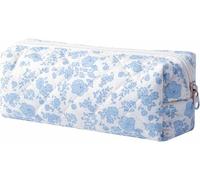 Carry bloom Trousse à crayons mignonne pour filles - Esthétique - Avec fermeture éclair - Fournitures scolaires - Trousse de maquillage (1 fleur bleue)