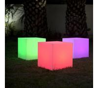 Lumisky Cube lumineux tabouret CARRY 40 cm – LED multicolore dimmable, télécommande, socle induction