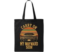 Carry On My Wayward Son Sac fourre-tout en coton écologique naturel Noir, Noir , Taille unique