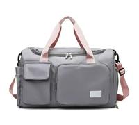 Carry on Travel Bag Large Capacity Gym Bag Weekender Overnight Duffle Bags with Shoe Compartment Sports Fitness Bags for Women(Grey)