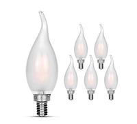 carryBC Lot de 6 ampoules LED Candélabre 2700 K équivalent 40 W avec pointe de flamme en verre dépoli E12 Blanc chaud Décoration E12 Ampoule LED à intensité variable