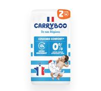 CARRYBOO - Couches Taille 2 (3-6kg) - Saines et Ultra Absorbantes - 12h Anti Fuites - Sans substances indésirables - Fabriquées en France - Pack 50 Couches Jetables