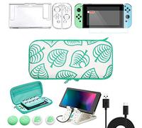 Carrying Case for Switch, New Leaf Crossing Hard Shell Protector for NS Console and Accessories, Portable Carrying Storage Bag with 8 Game Card Slots & Replaceable Grips for Switch Game Fans