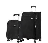 CarryOn Air Set de 2 Valises Souple - Bagage a Main 55cm avec Valise Grande 77cm - 160 litres (Noir, Grand)