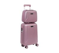 CarryOn Skyhopper Bagage a Main 55cm et Vanity Case Rigide - Grande Trousse de Toilette 13 LTR avec Serrure de combinasion - (Rose)