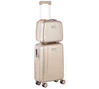 CarryOn Skyhopper Bagage a Main 55cm et Vanity Case Rigide - Grande Trousse de Toilette 13 LTR avec Serrure de combinasion - Beige