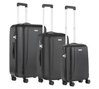 CarryOn Skyhopper Set de 3 Valises Rigides avec Serrure TSA - Lot de Valises Voyage Cabine, Moyenne & Grande Valise (Noir, 3 pcs Set)