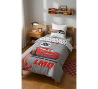 Cars Flash McQueen Housse de Couette 140x200 + Taie 60x63 Coton Gris Rouge