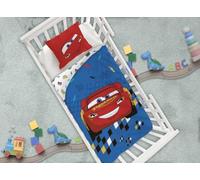 Cars Flash McQueen Housse de Couette Bébé 100x140 + Taie 40x60 Coton Rouge | Parure de lit bébé | Coton naturel doux respirant | Disney Pixar officiel | Garçon 0-3 | Lit à barreaux | Idée cadeau