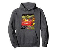 Cars Lightning McQueen on Fire Sweat à Capuche, Unisexe pour Adultes, Chiné Foncé, S