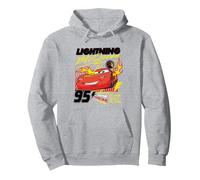 Cars Lightning McQueen on Fire Sweat à Capuche, Unisexe pour Adultes, Gris Chiné, S