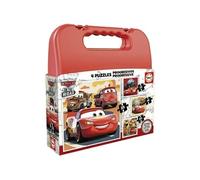 Educa - Puzzles Cars | Ensemble de 4 puzzles progressifs de 12 à 25 pièces présentées dans une mallette; Pour que les garçons et les filles osent avec différents niveaux de difficulté | +3 ans (19677)