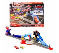 Mattel Disney · Pixar Cars Circuit Course Cascade Piston Cup avec Flash McQueen Langue pendue et Voiture accidentée, JHL42
