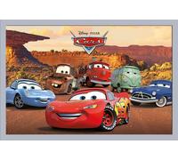 Cars - Poster - Characters + cadre amovible, Shinsuke® Maxi MDF argenté, vitre acrylique