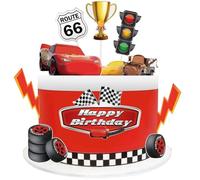 Cars Torte Topper 10 Stücke Tortendeko Kinder Cartoon, Auto Tortendeko Deko, Happy Birthday Cake Topper, Deko Torte, Kuchendeko Geburtstag fur Mädchen, Junge