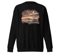 Cars Vintage Classic at Gas Station Sweat-shirt unisexe pour adulte, Noir , L