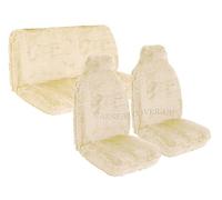 Carseatcover-UK Ensemble complet de housses de siège auto avant et arrière en fausse fourrure de mouton Sherpa crème - Ajustement universel [Choix de 9 tissus]