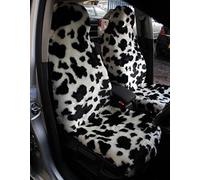 Carseatcover-UK - Paire de housses de siège avant en fausse fourrure, ajustement universel, conviennent pour voitures, camionnettes, monospaces et SUV, motif vache