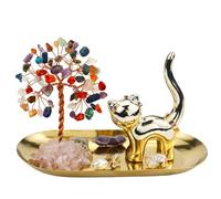 Carselage Cat Ring Holder Cat Lovers Gifts for Women, Crystal Tree Ring Dish Earrings Jewelry Box Organizer Trinket Tray, Birthday Gifts for Teen girls Trendy Stuff