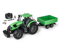 Carson 1:16 Tracteur Deutz 8280 TTV avec remorque 100% RTR - Véhicule télécommandé, Engin de Chantier avec Fonctions lumière et Son, Piles et télécommande incluses, Vert, RC, Remote Controled Car