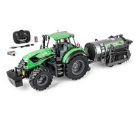 Carson 1:16 Tracteur Deutz 8280TTV avec remorque à tonneau 100% - Tracteur RC, véhicule télécommandé avec lumière et Son, Piles et télécommande incluses, Bulldog télécommandé