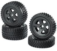Carson 500900027 1:10 Kit pneus/Jantes All Terrain Noir - Accessoires pour modèles réduits, pièces détachées, Tuning, pneus,Accessoires RC, pneus RC