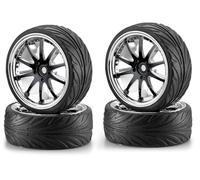 Carson 500900080 1:10 Big Wheel-Set 02 10rayons Noir/Chrome (4) - Accessoires pour modèles réduits, pièces détachées, Tuning, pneus, Jeu de pneus