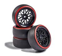 Carson 500900157 1:10 Jeu de Roues Drift (4) Noir/Rouge - Accessoires pour modèles réduits, pièces détachées, Tuning, pneus, Jeu de pneus
