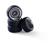 Carson 500900188 1:10 Jeu de Roues(4) Classic-des.Noir - Accessoires pour modèles réduits, pièces détachées, Tuning, pneus, Jeu de pneus