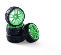 Carson 500900194 1:10 Jeu de Roues (4) 10 Rayons Vert - Accessoires pour modèles réduits, pièces détachées, Tuning, pneus, Jeu de pneus