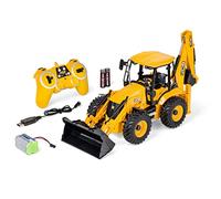 Carson 500907668 1:20 Tracto-Pelle JCB 2.4G 100% RTR - Véhicule de Chantier télécommandé pour Les Enfants à partir de 8 Ans, Pelle RC avec Fonctions, Batteries et radiocommande incluses, Jaune