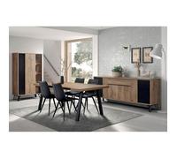 CARSON - Ensemble Séjour Complet avec Table 170cm Piètement Métal A - Altobuy Marron G