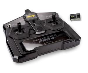 Carson FS 3K Reflex Stick Pro 4 - Radiocommande RC, système 2,4 GHz à 3 canaux, Commande entièrement proportionnelle, Dual Rate, Failsafe, Noir